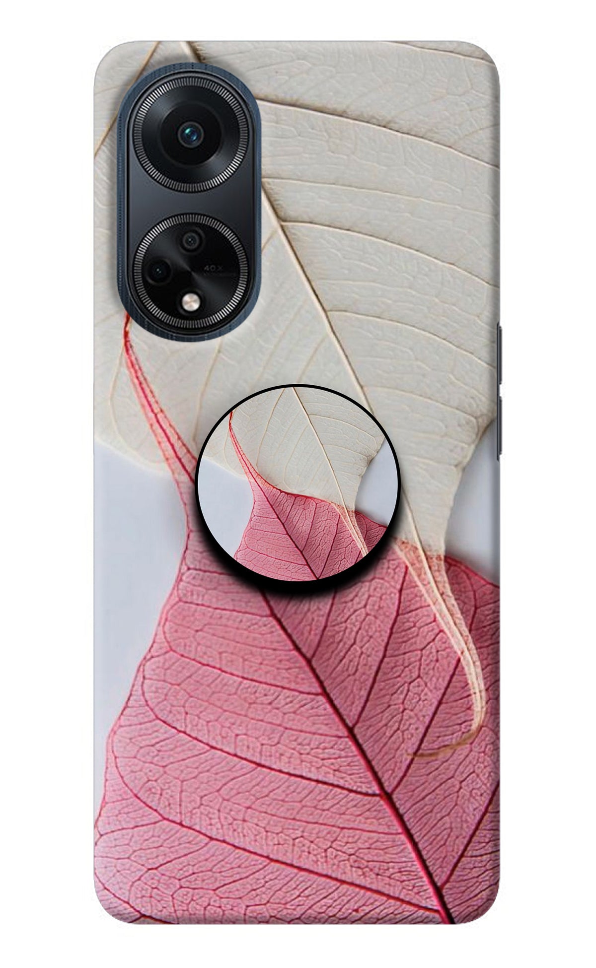 White Pink Leaf Oppo F23 Pop Case