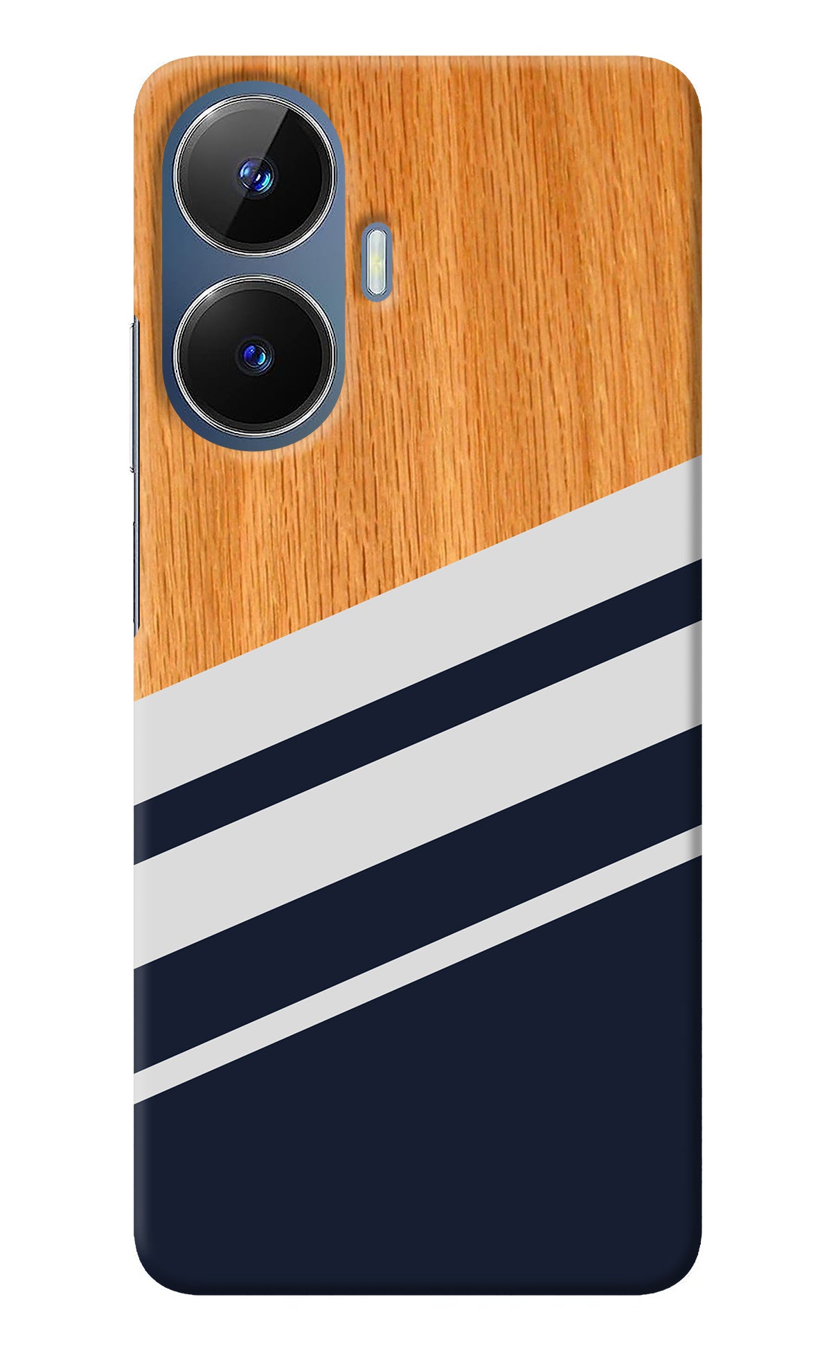 Blue and white wooden Realme C55/N55 Back Cover