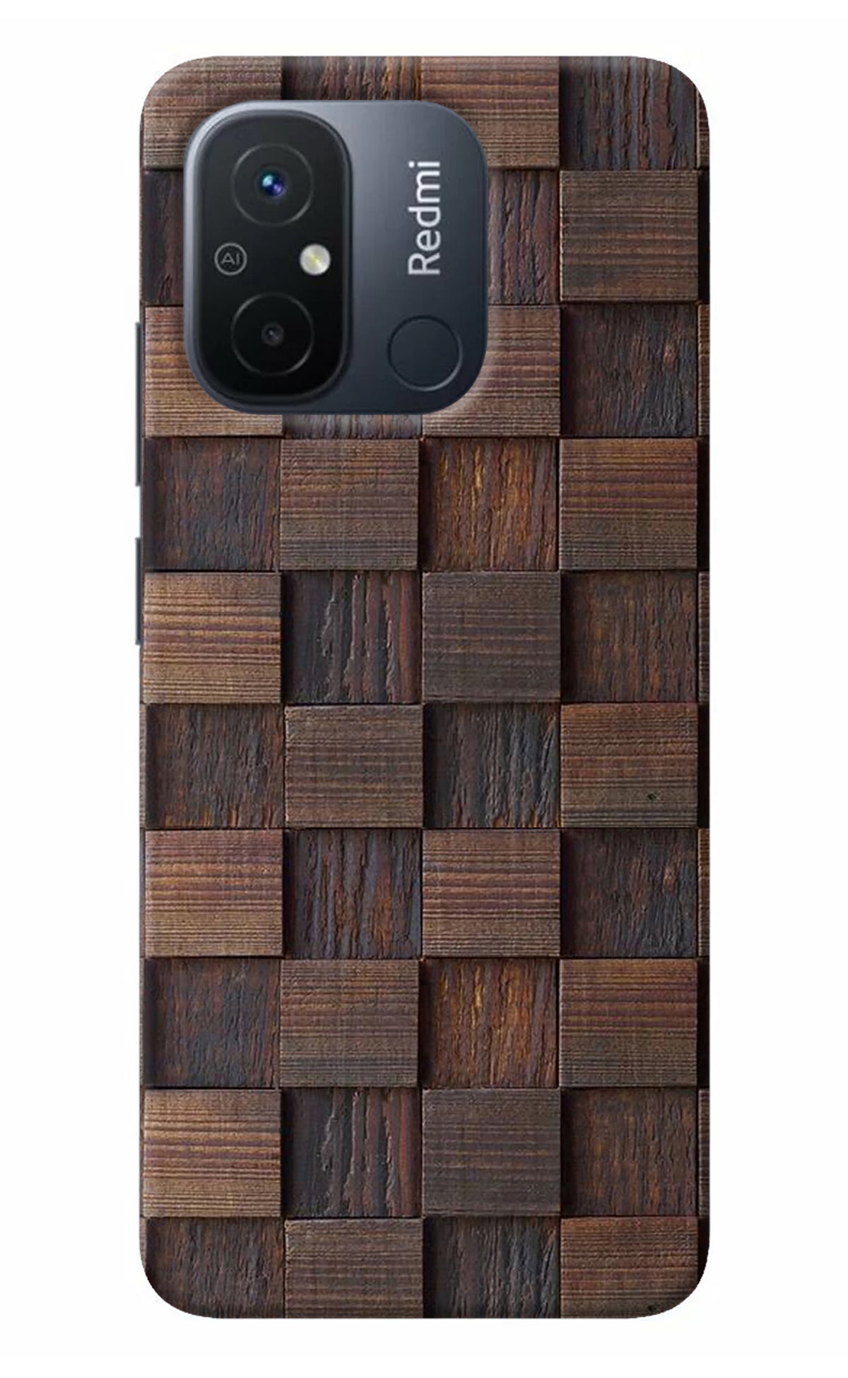 Wooden Cube Design Redmi 12C Back Cover