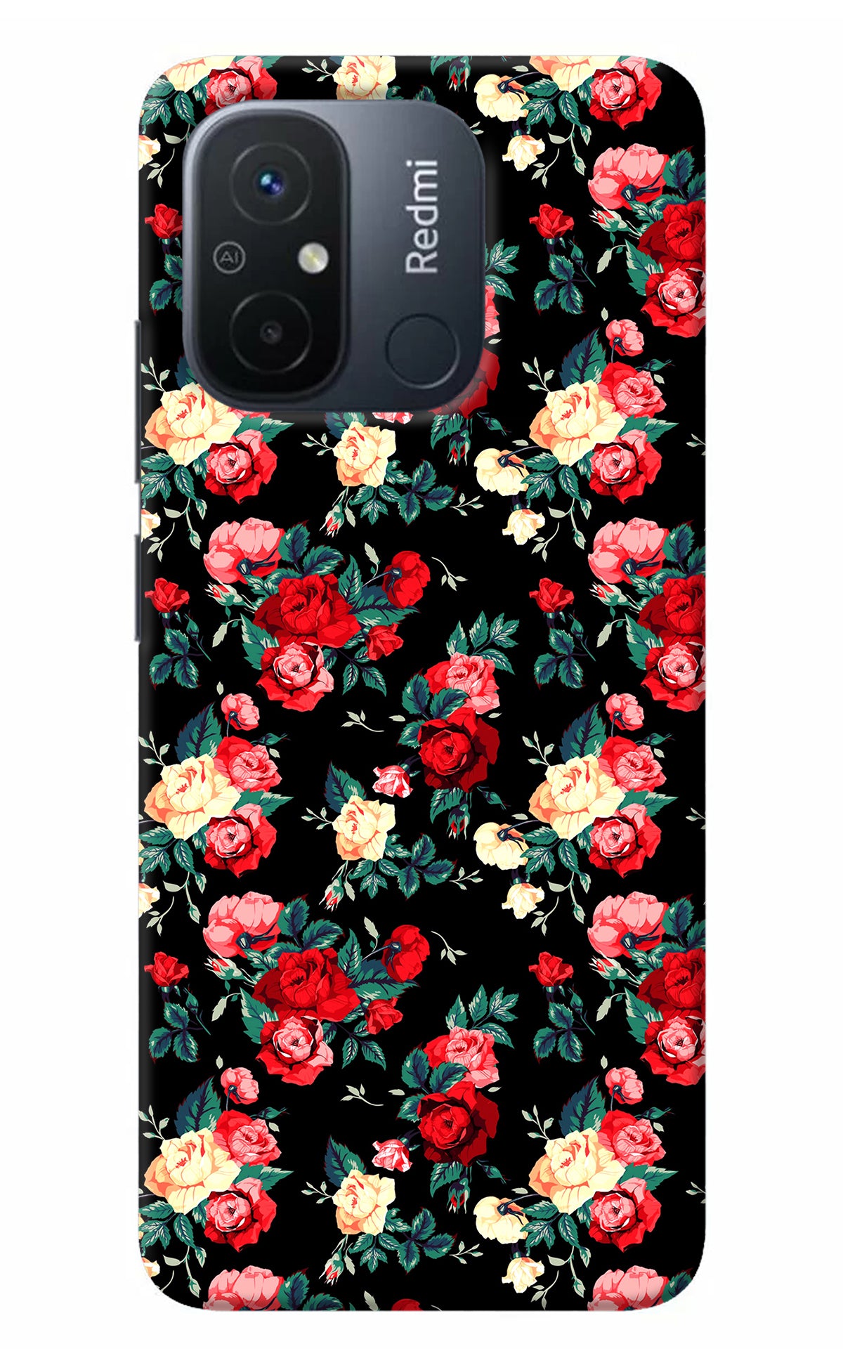 Rose Pattern Redmi 12C Back Cover