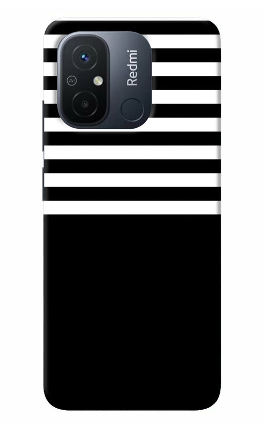 Black and White Print Redmi 12C Back Cover