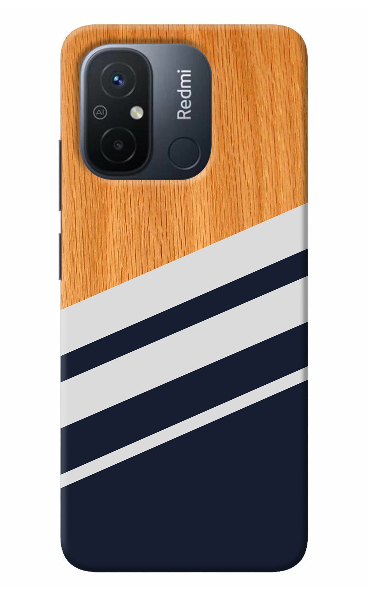 Blue and white wooden Redmi 12C Back Cover