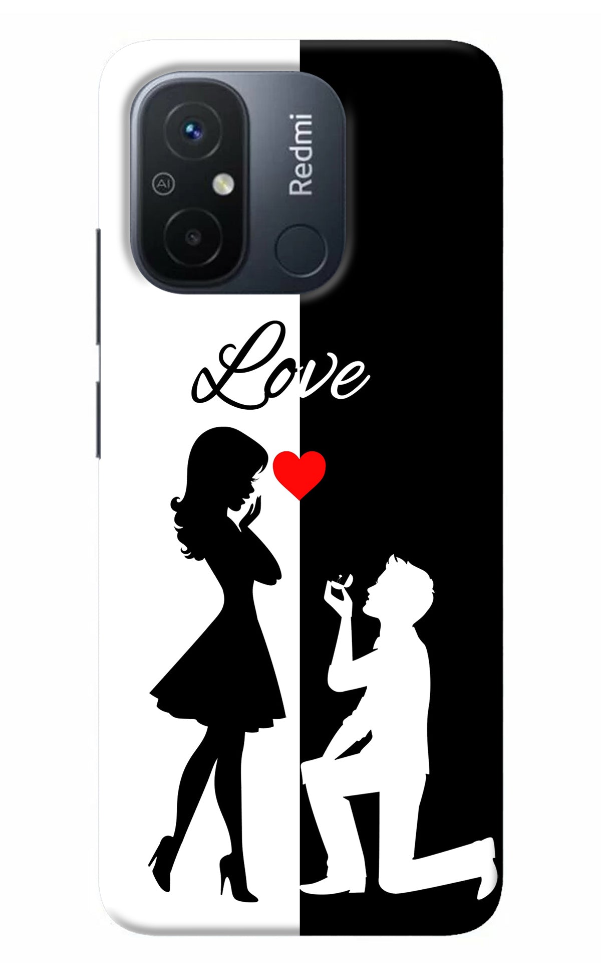 Love Propose Black And White Redmi 12C Back Cover