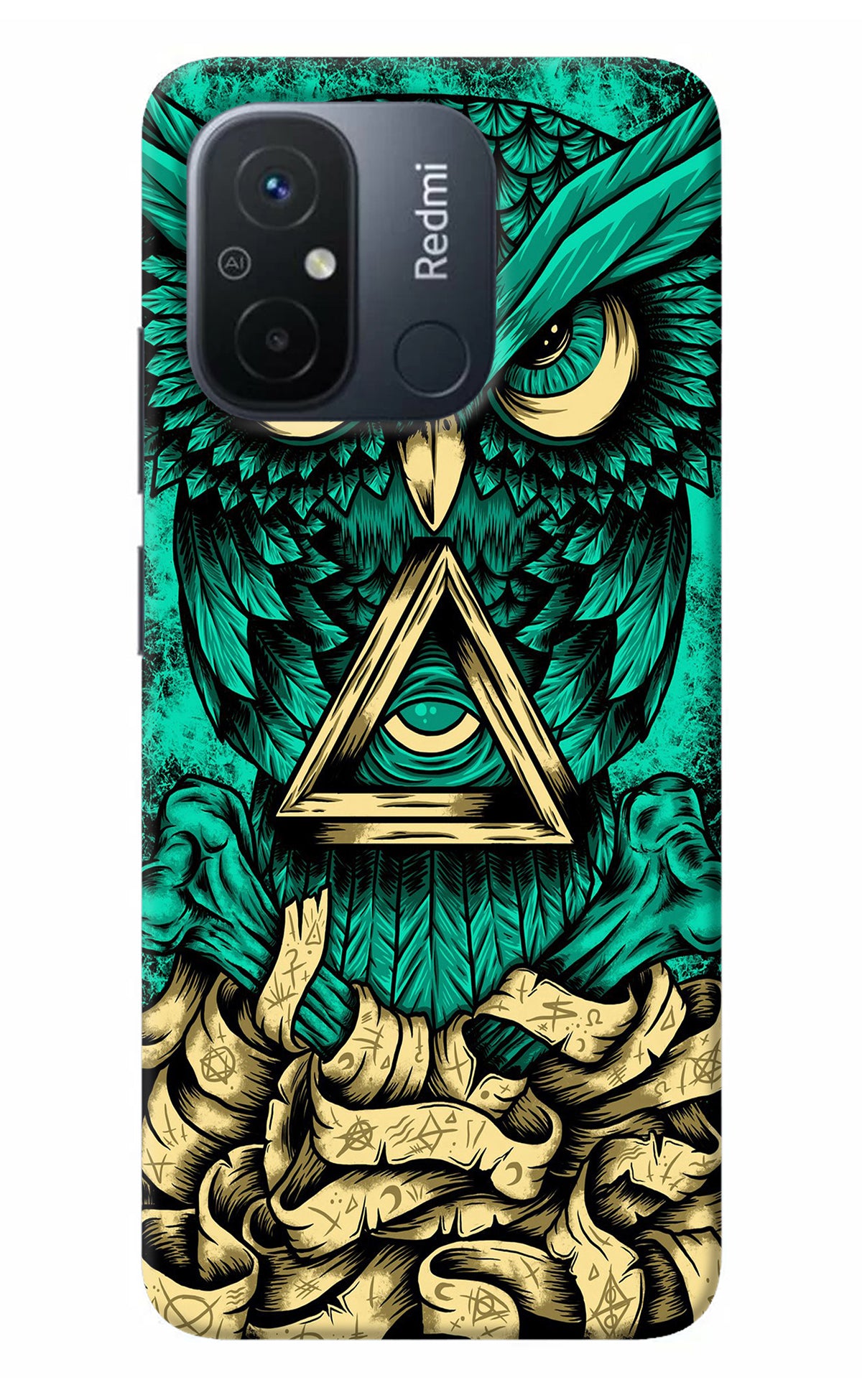 Green Owl Redmi 12C Back Cover