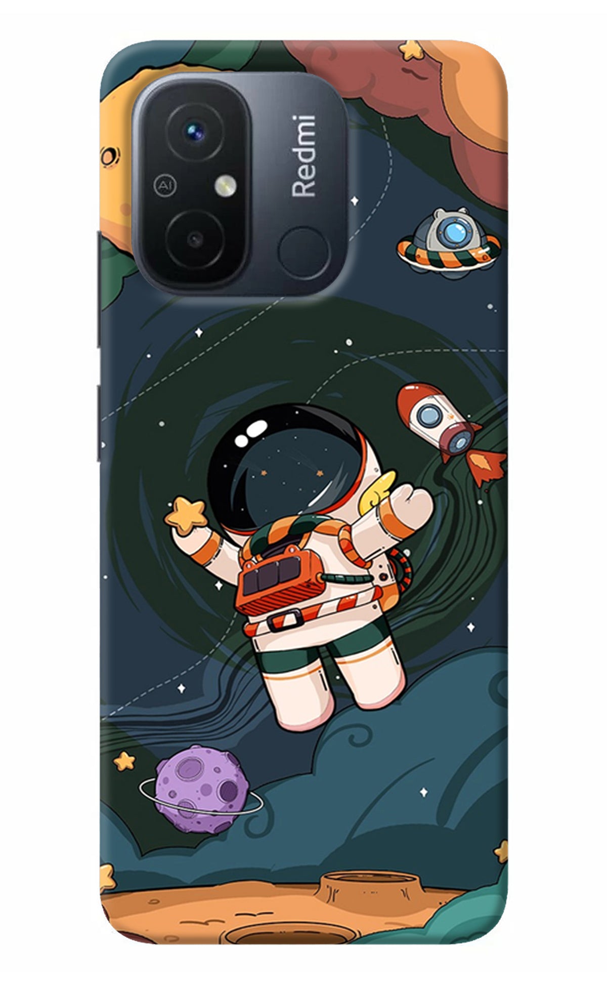 Cartoon Astronaut Redmi 12C Back Cover