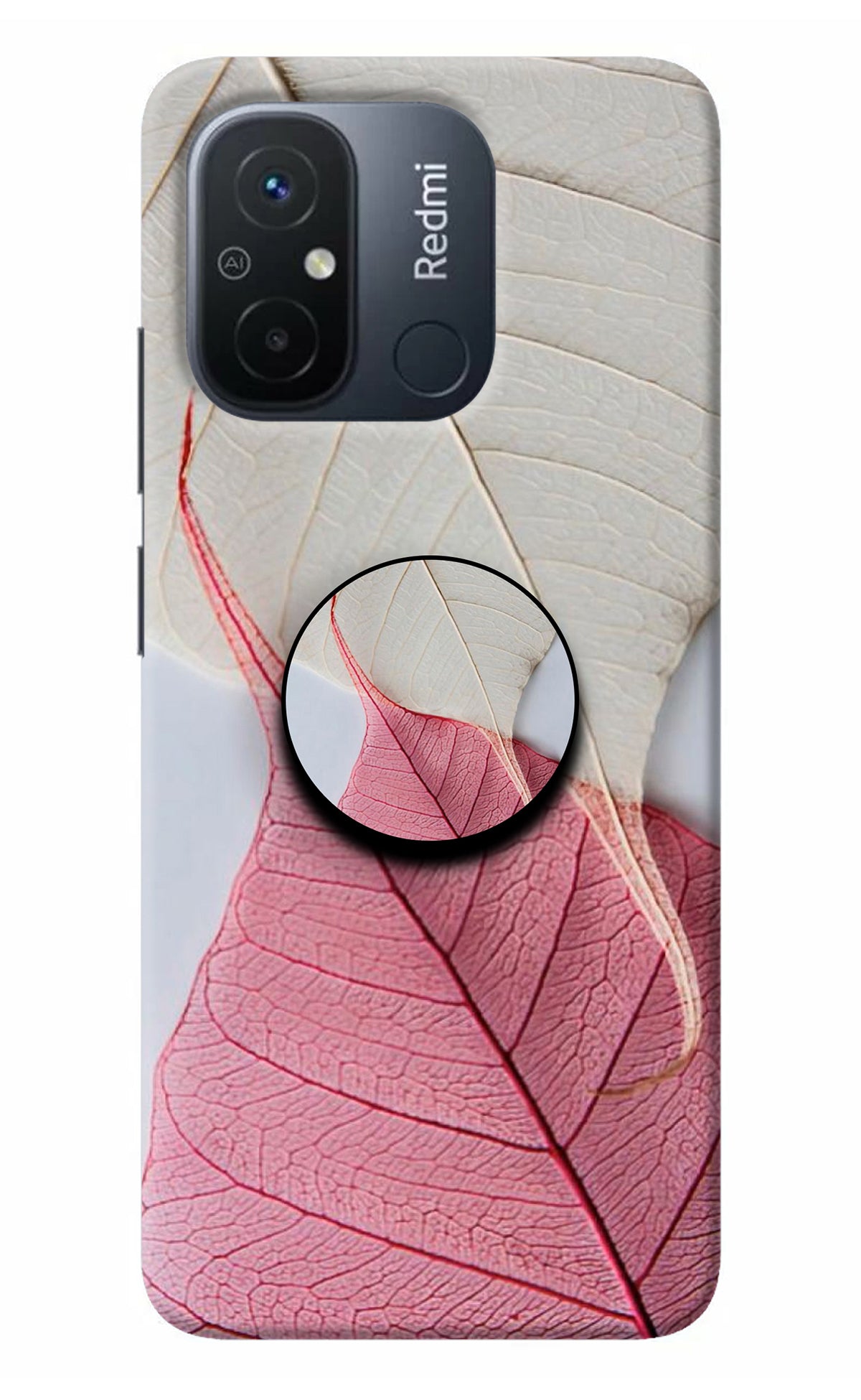 White Pink Leaf Redmi 12C Pop Case