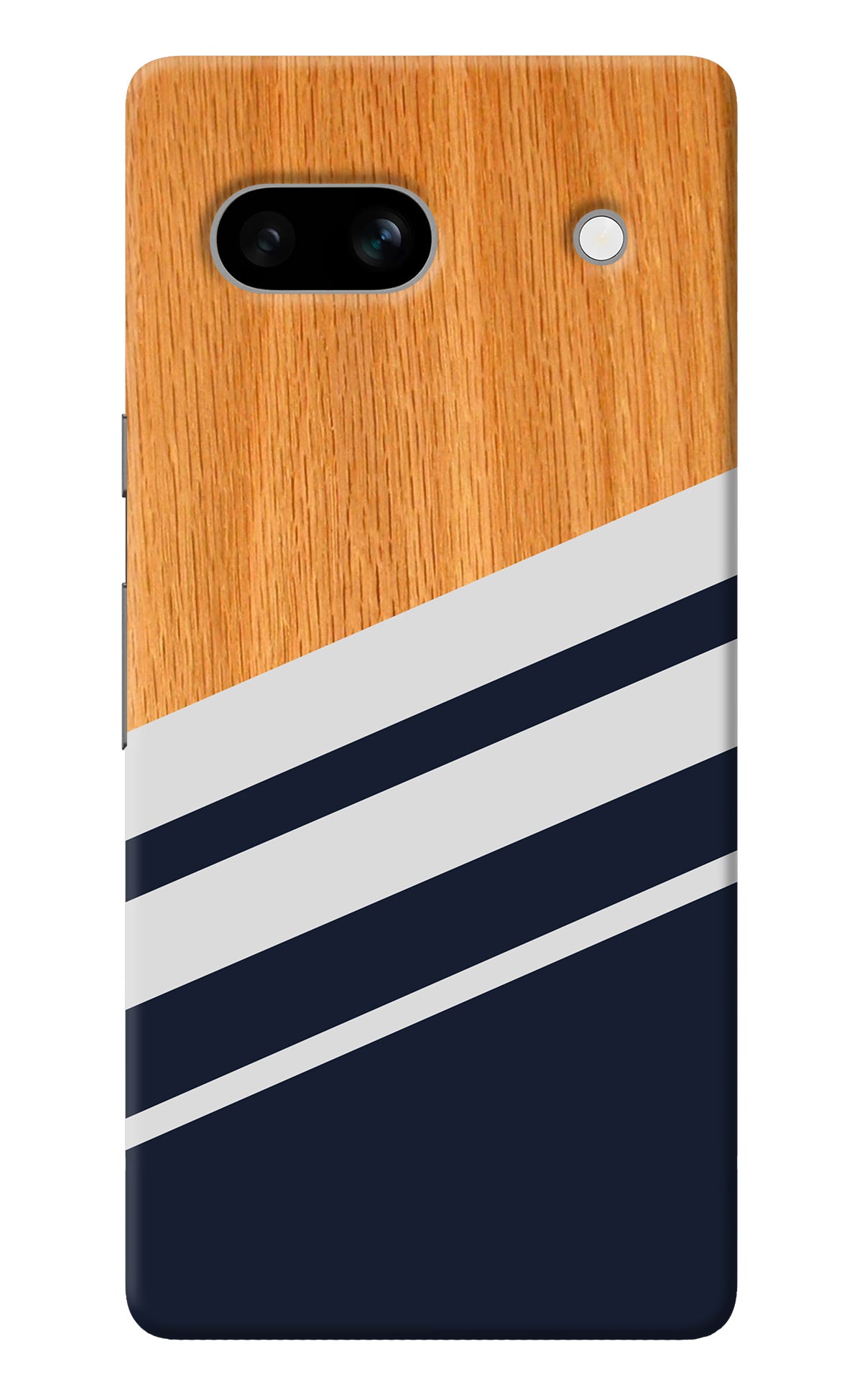 Blue and white wooden Google Pixel 7A Back Cover