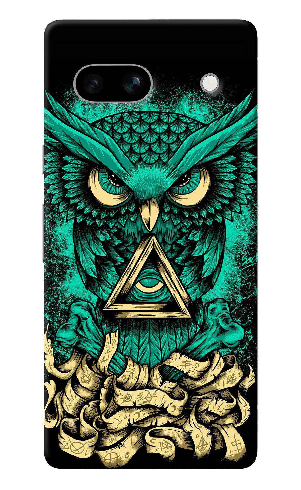 Green Owl Google Pixel 7A Back Cover