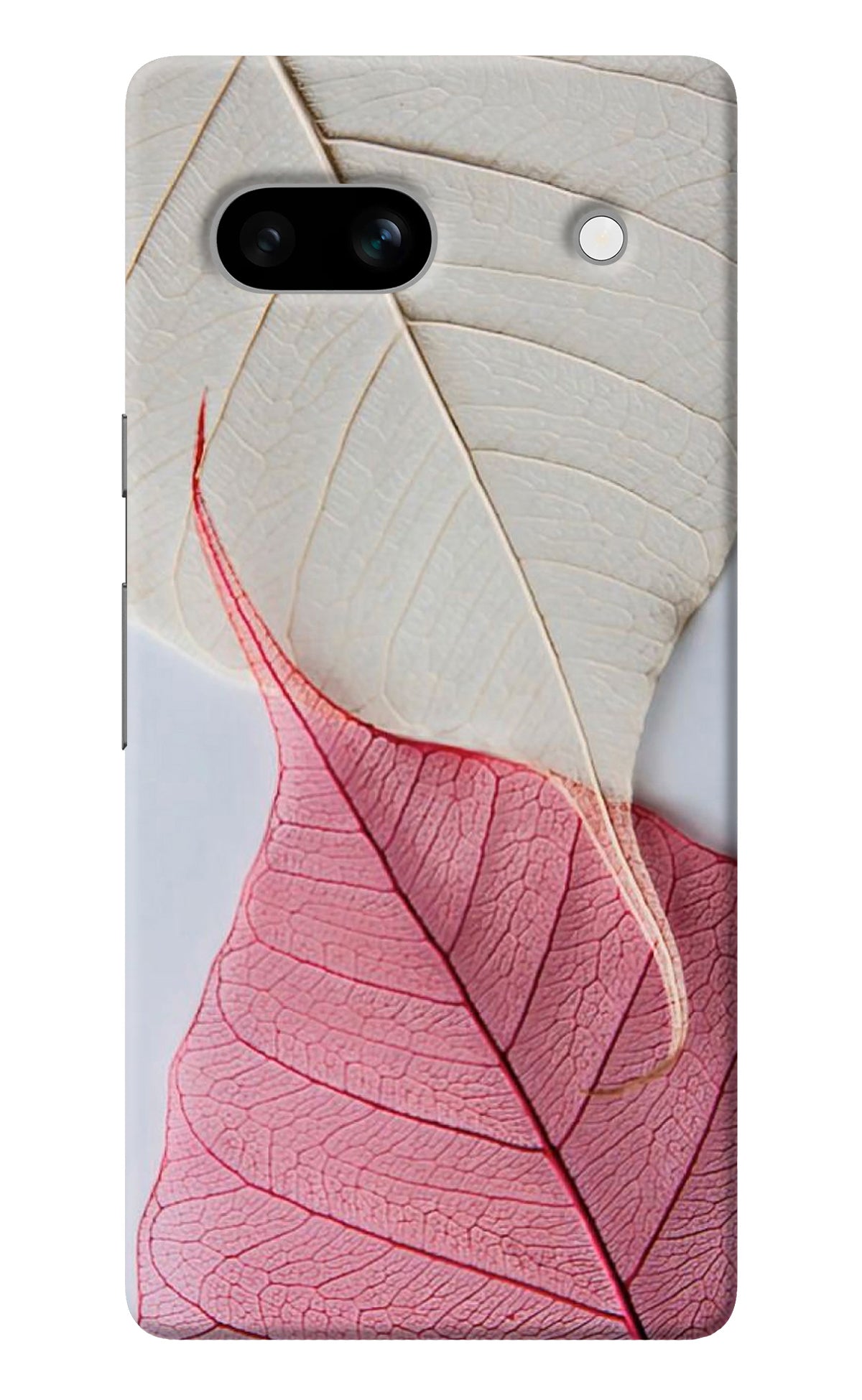 White Pink Leaf Google Pixel 7A Back Cover