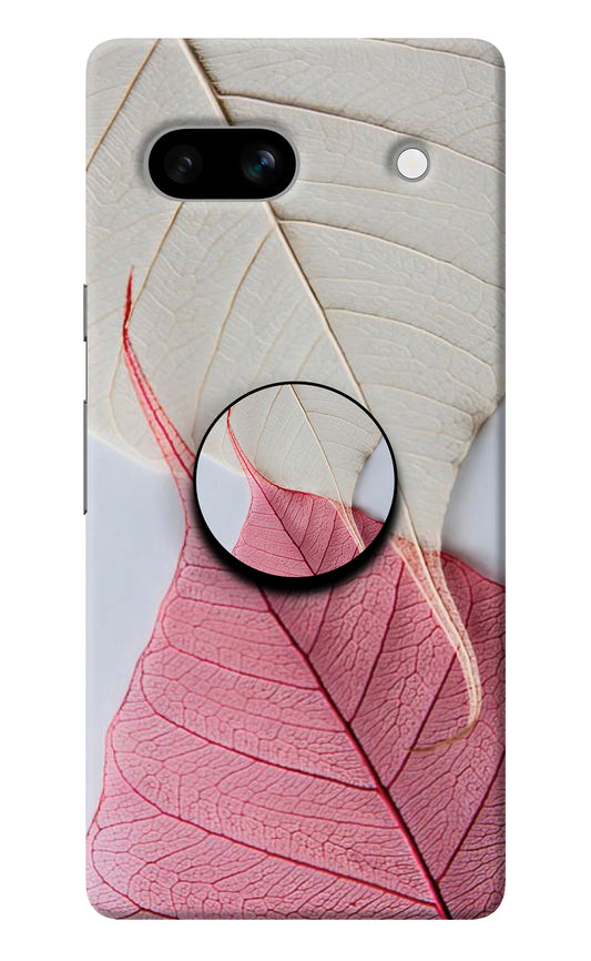 White Pink Leaf Google Pixel 7A Pop Case