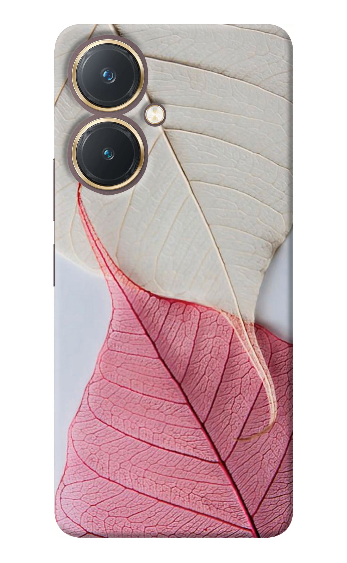 White Pink Leaf Vivo Y27 Back Cover