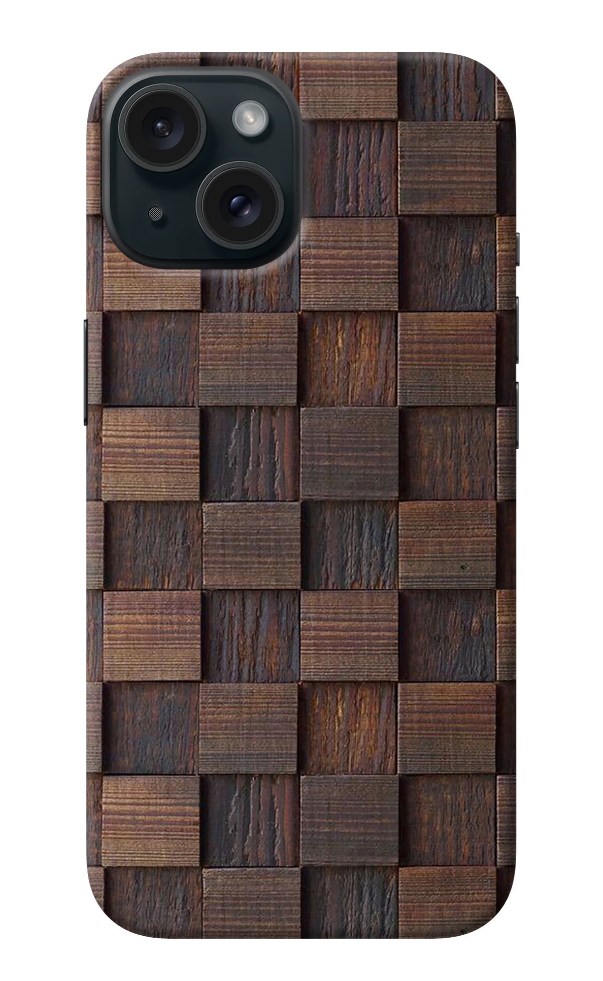 Wooden Cube Design iPhone 15 Back Cover