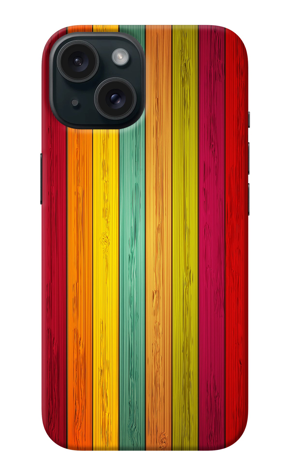 Multicolor Wooden iPhone 15 Back Cover