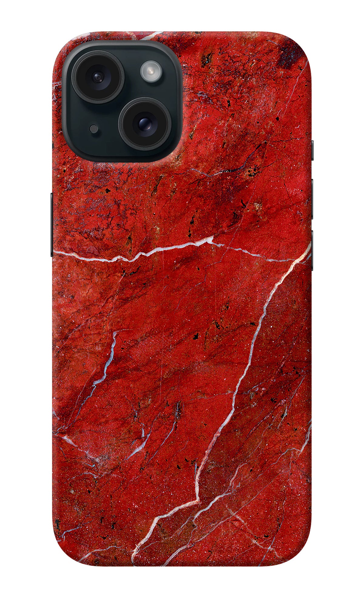 Red Marble Design iPhone 15 Back Cover