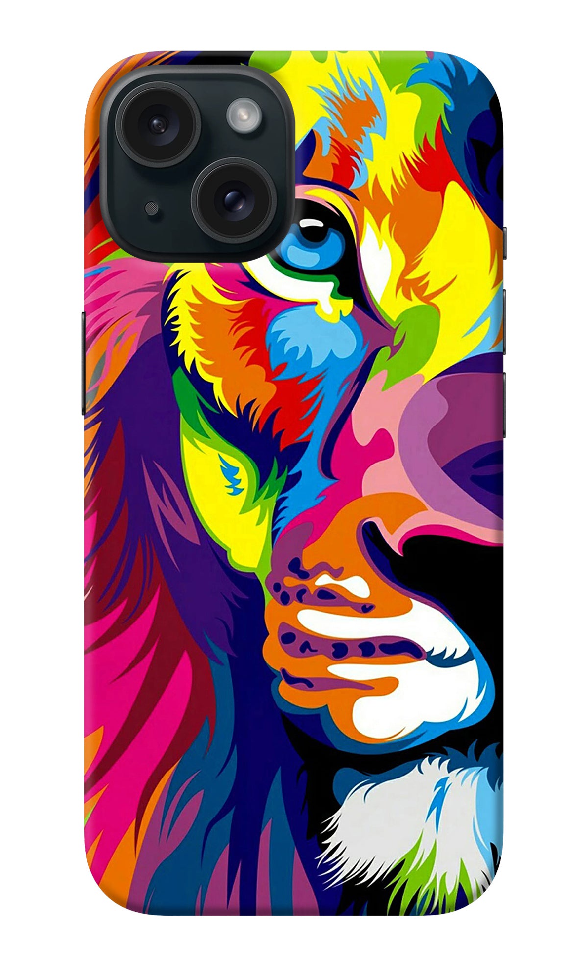 Lion Half Face iPhone 15 Back Cover