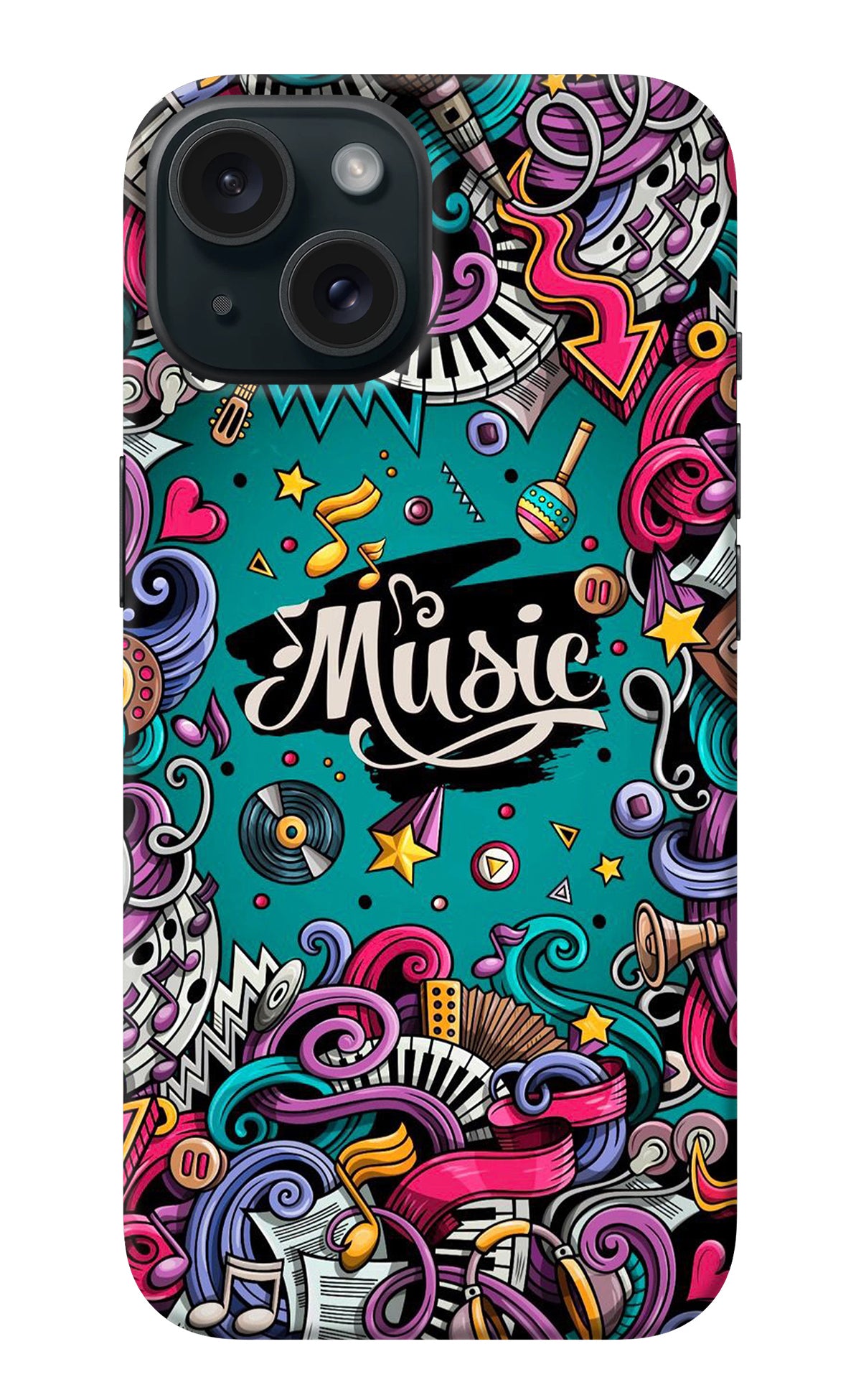 Music Graffiti iPhone 15 Back Cover