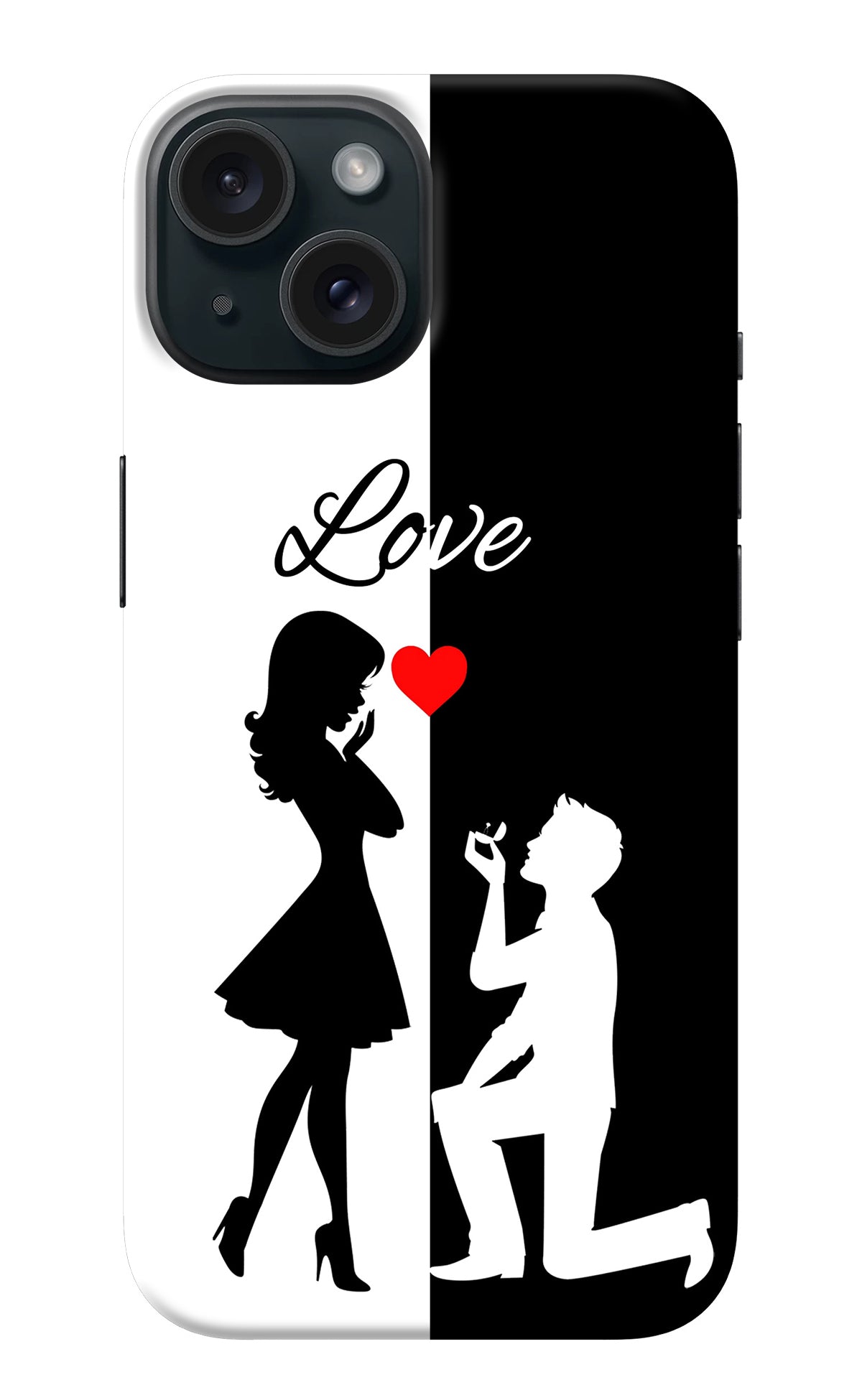 Love Propose Black And White iPhone 15 Back Cover