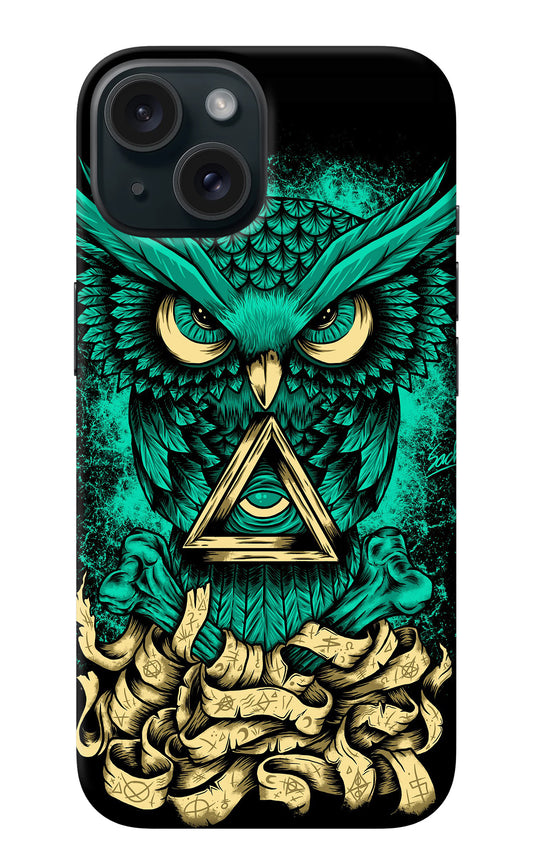Green Owl iPhone 15 Back Cover