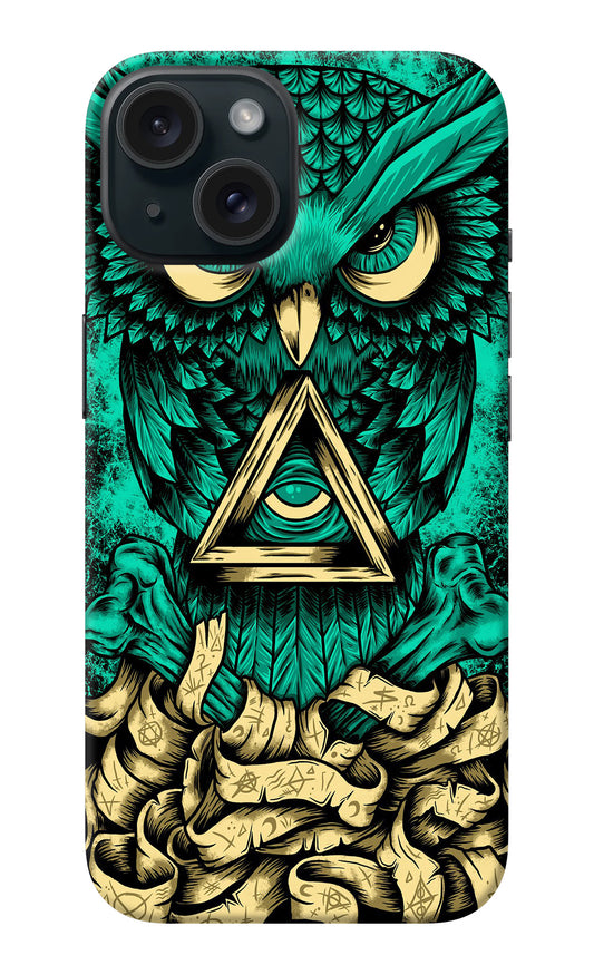 Green Owl iPhone 15 Back Cover