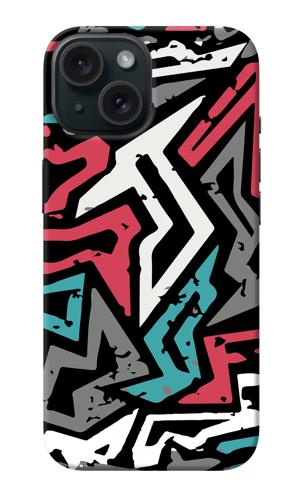 Geometric Graffiti iPhone 15 Back Cover