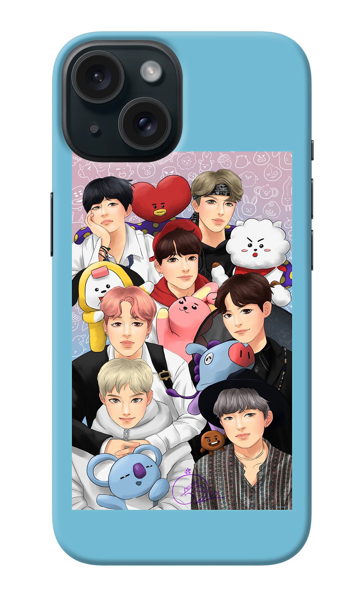 BTS with animals iPhone 15 Back Cover