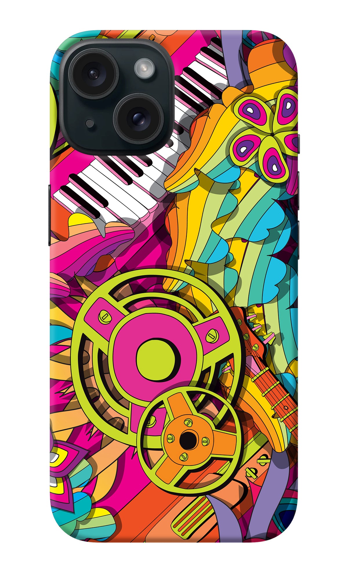 Music Doodle iPhone 15 Back Cover