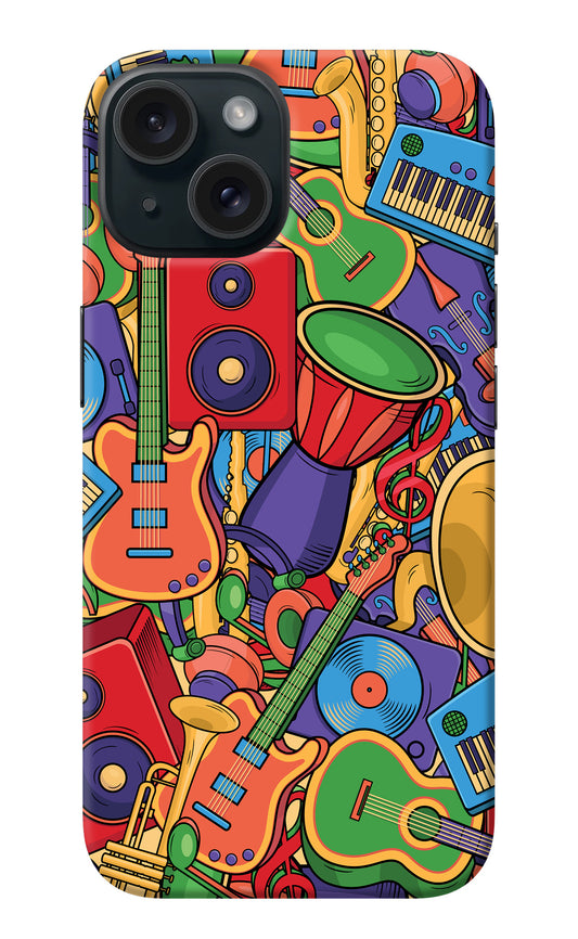 Music Instrument Doodle iPhone 15 Back Cover