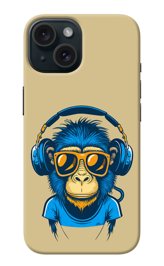 Monkey Headphone iPhone 15 Back Cover