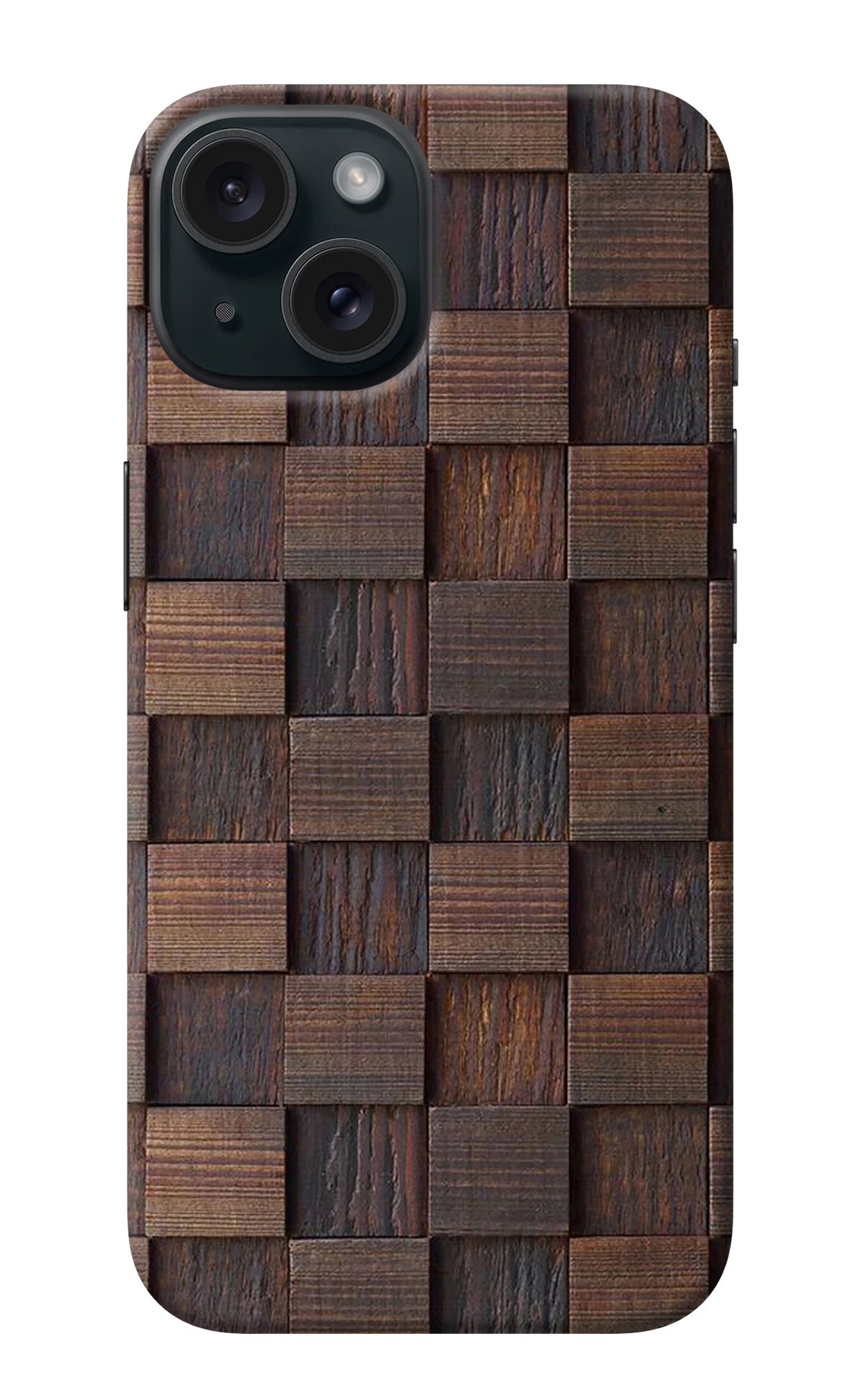 Wooden Cube Design iPhone 15 Plus Back Cover