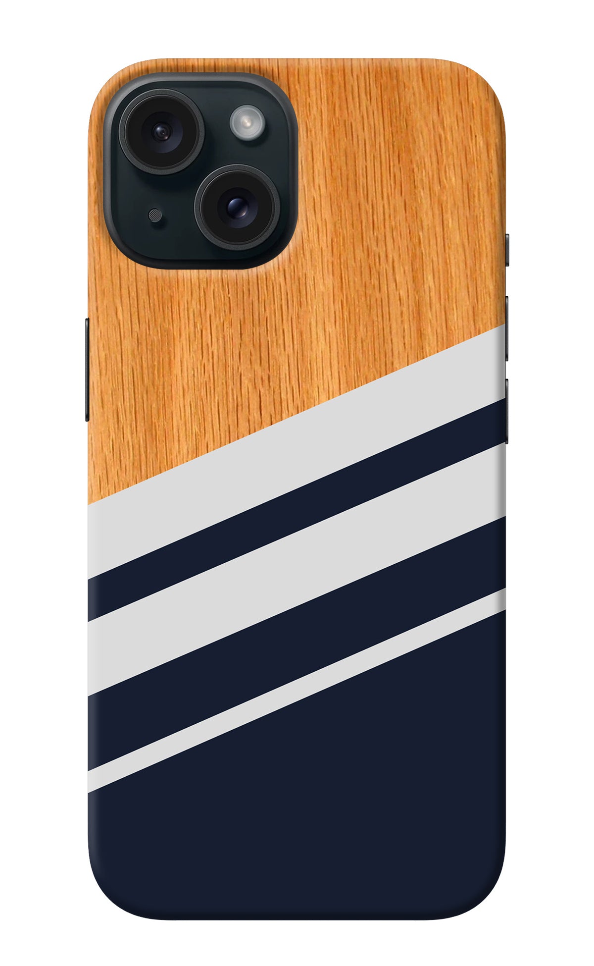 Blue and white wooden iPhone 15 Plus Back Cover