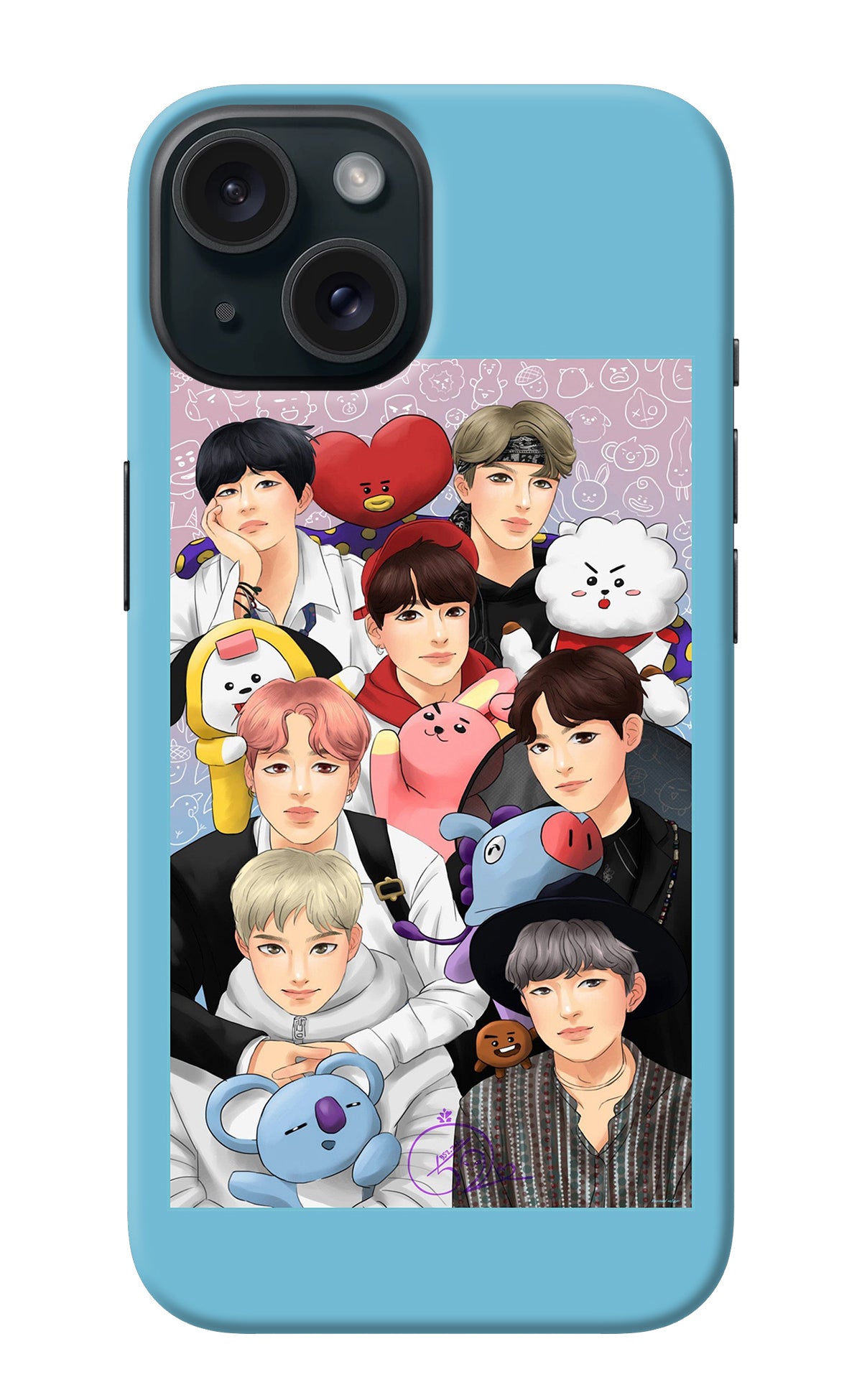 BTS with animals iPhone 15 Plus Back Cover