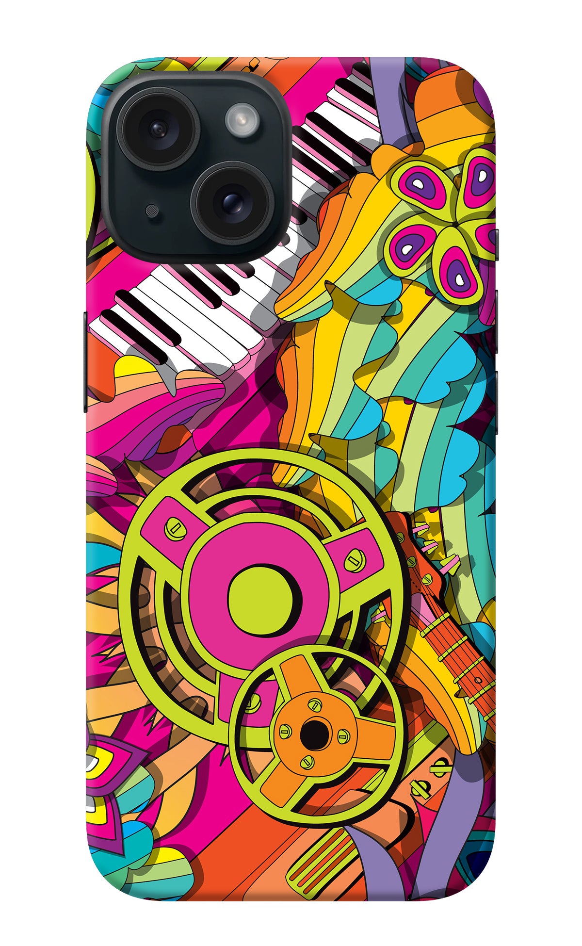 Music Doodle iPhone 15 Plus Back Cover