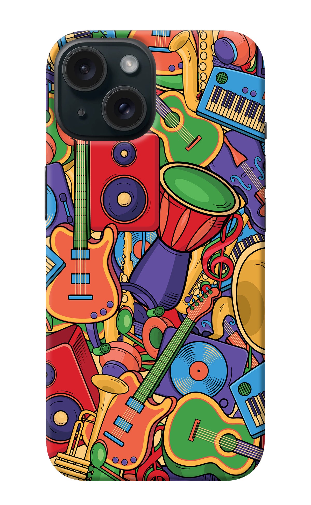 Music Instrument Doodle iPhone 15 Plus Back Cover