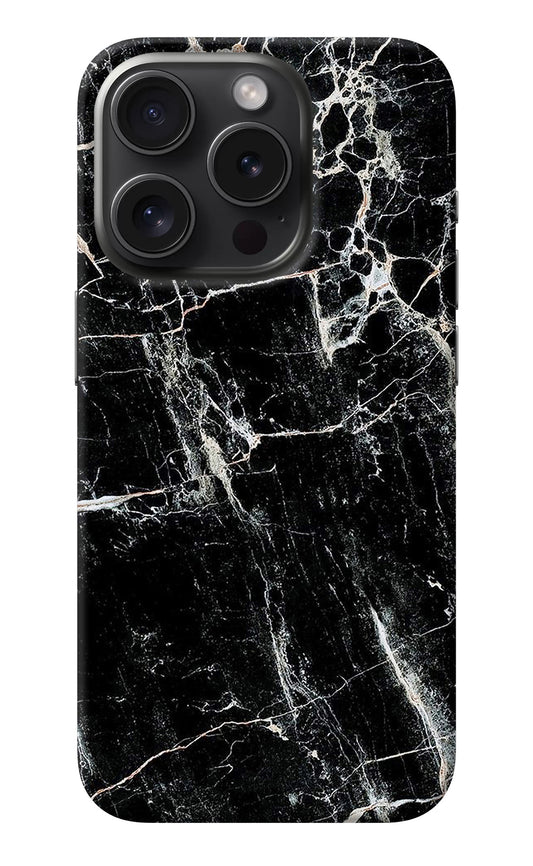 Black Marble Texture iPhone 15 Pro Back Cover