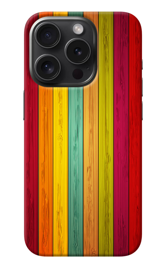 Multicolor Wooden iPhone 15 Pro Back Cover