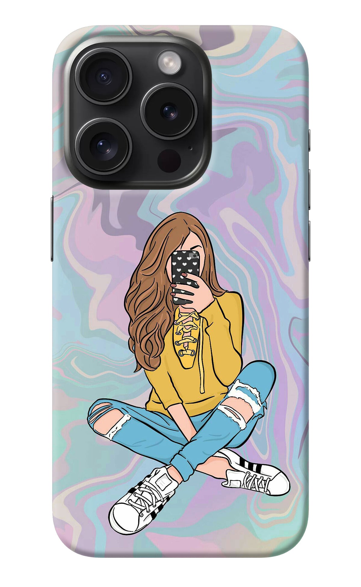 Selfie Girl iPhone 15 Pro Back Cover