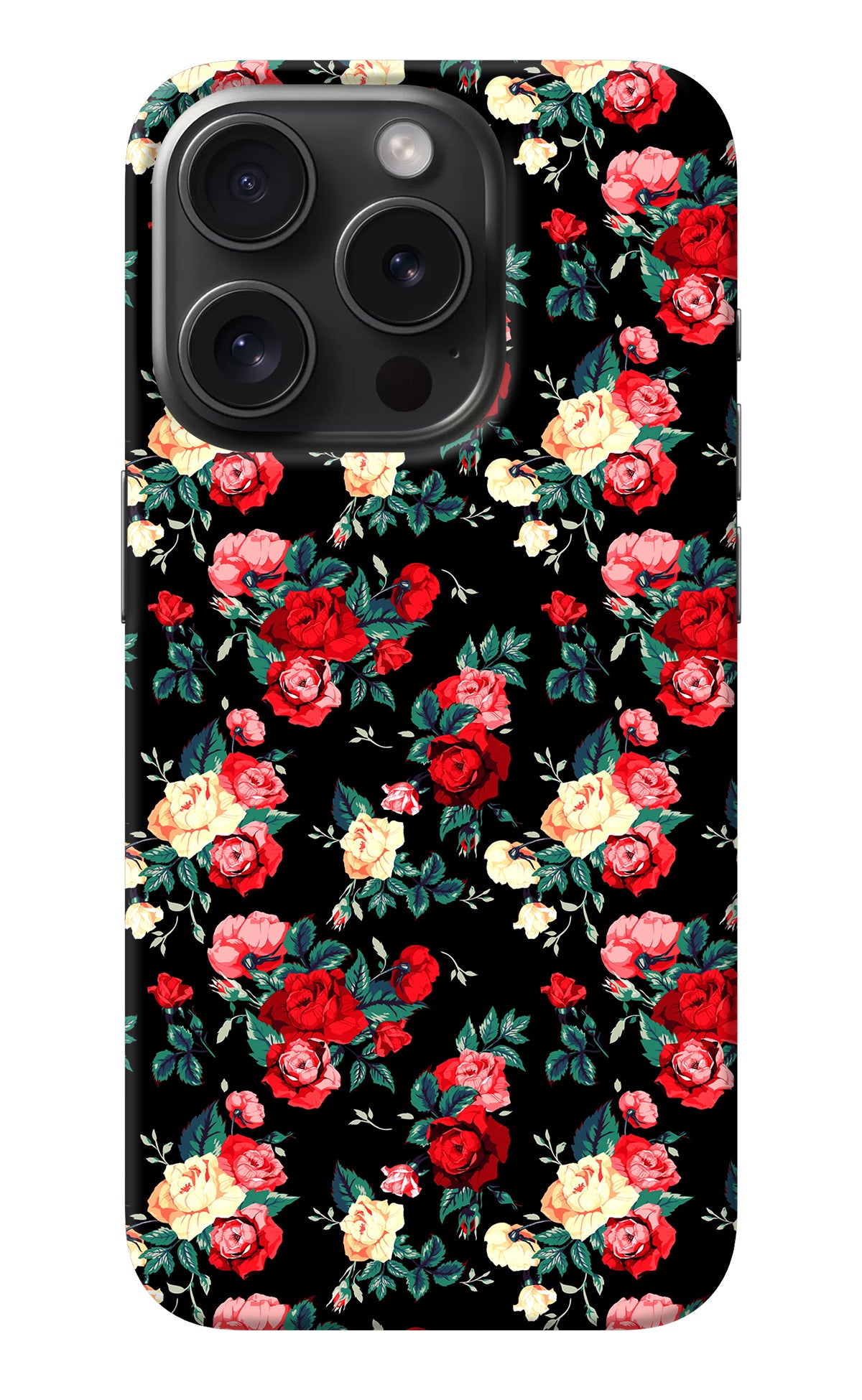 Rose Pattern iPhone 15 Pro Back Cover