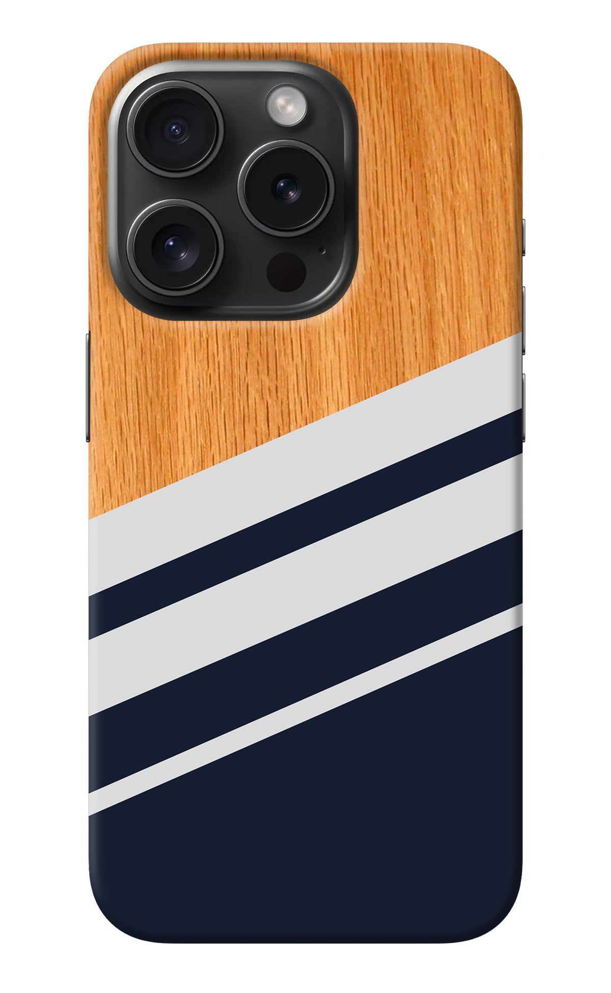 Blue and white wooden iPhone 15 Pro Back Cover