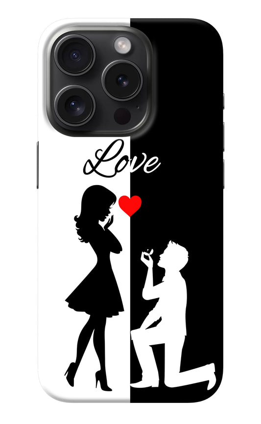 Love Propose Black And White iPhone 15 Pro Back Cover