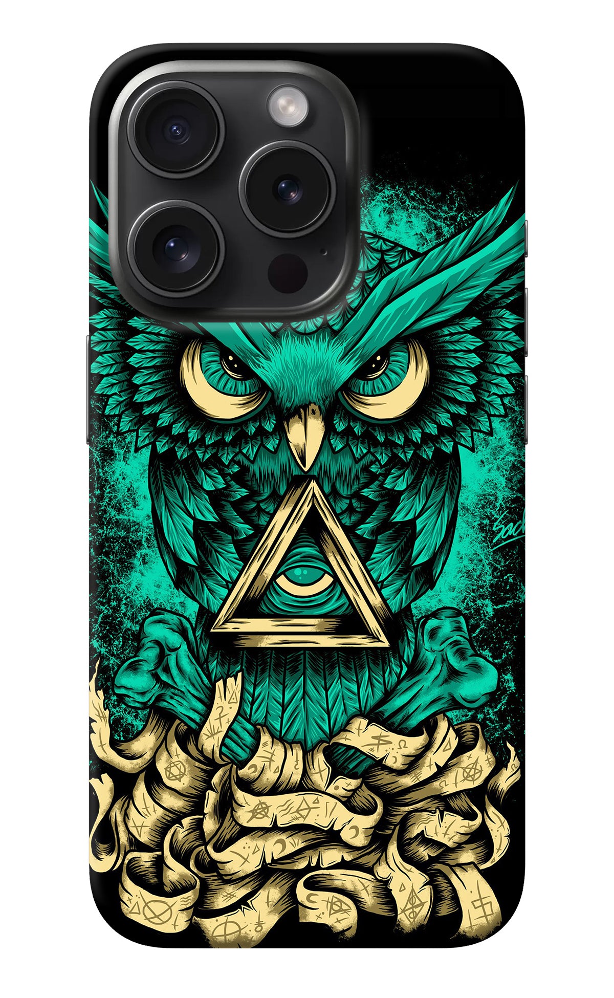 Green Owl iPhone 15 Pro Back Cover