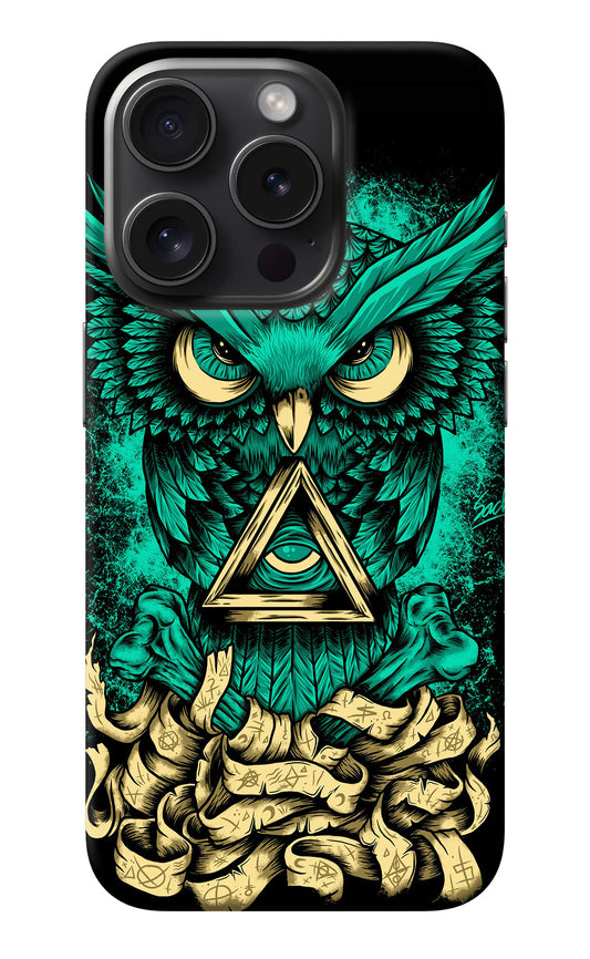 Green Owl iPhone 15 Pro Back Cover