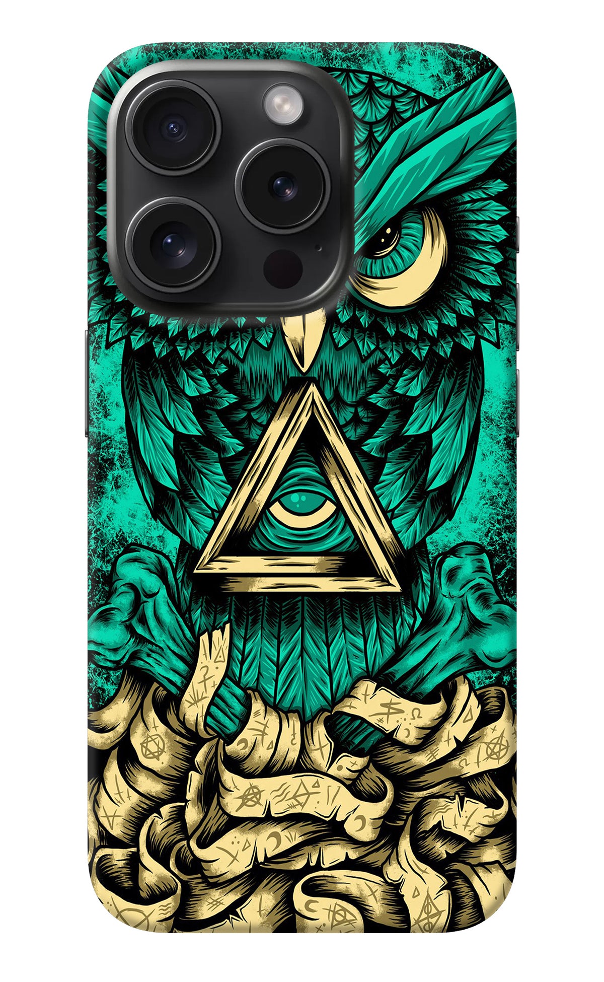 Green Owl iPhone 15 Pro Back Cover