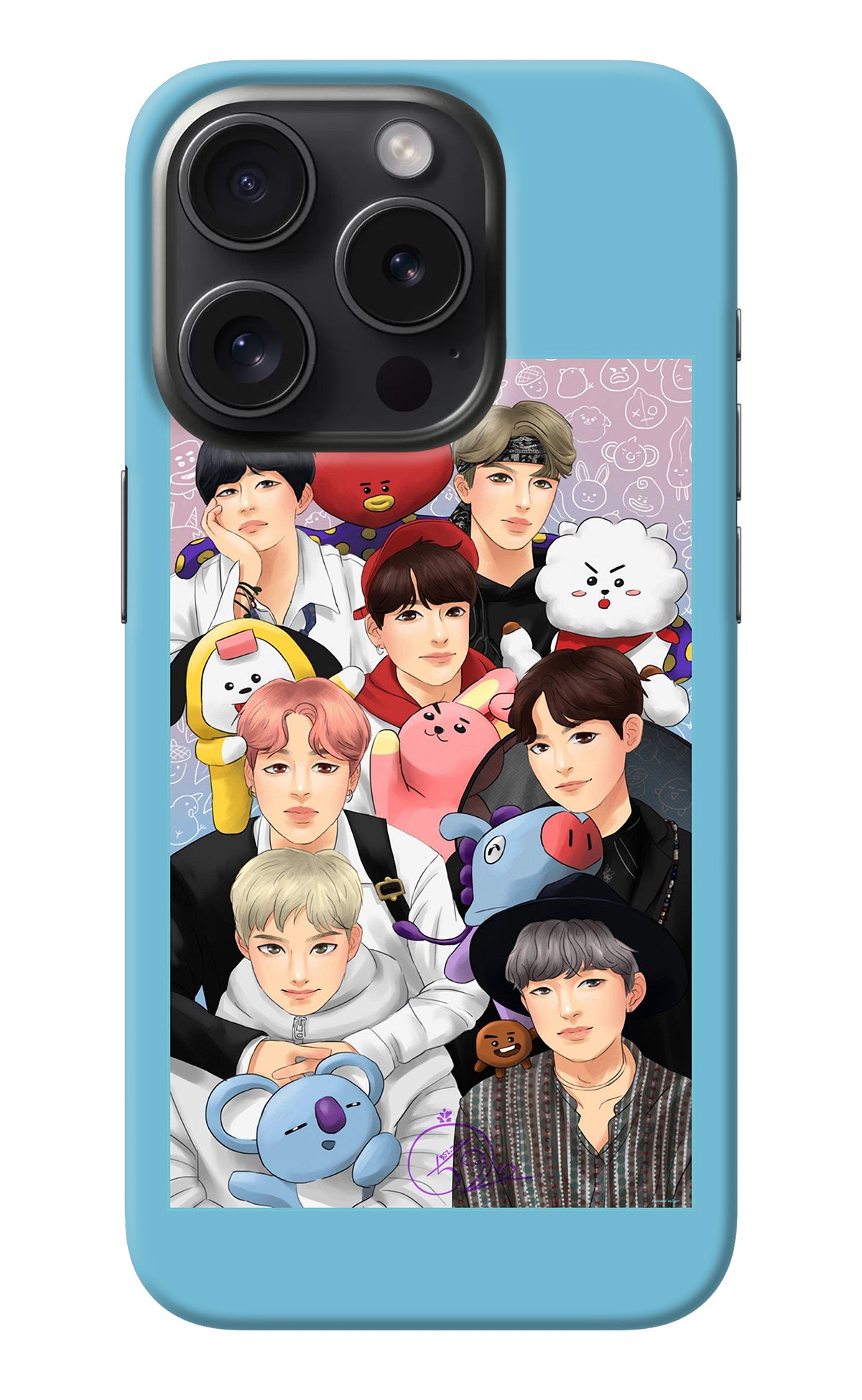 BTS with animals iPhone 15 Pro Back Cover