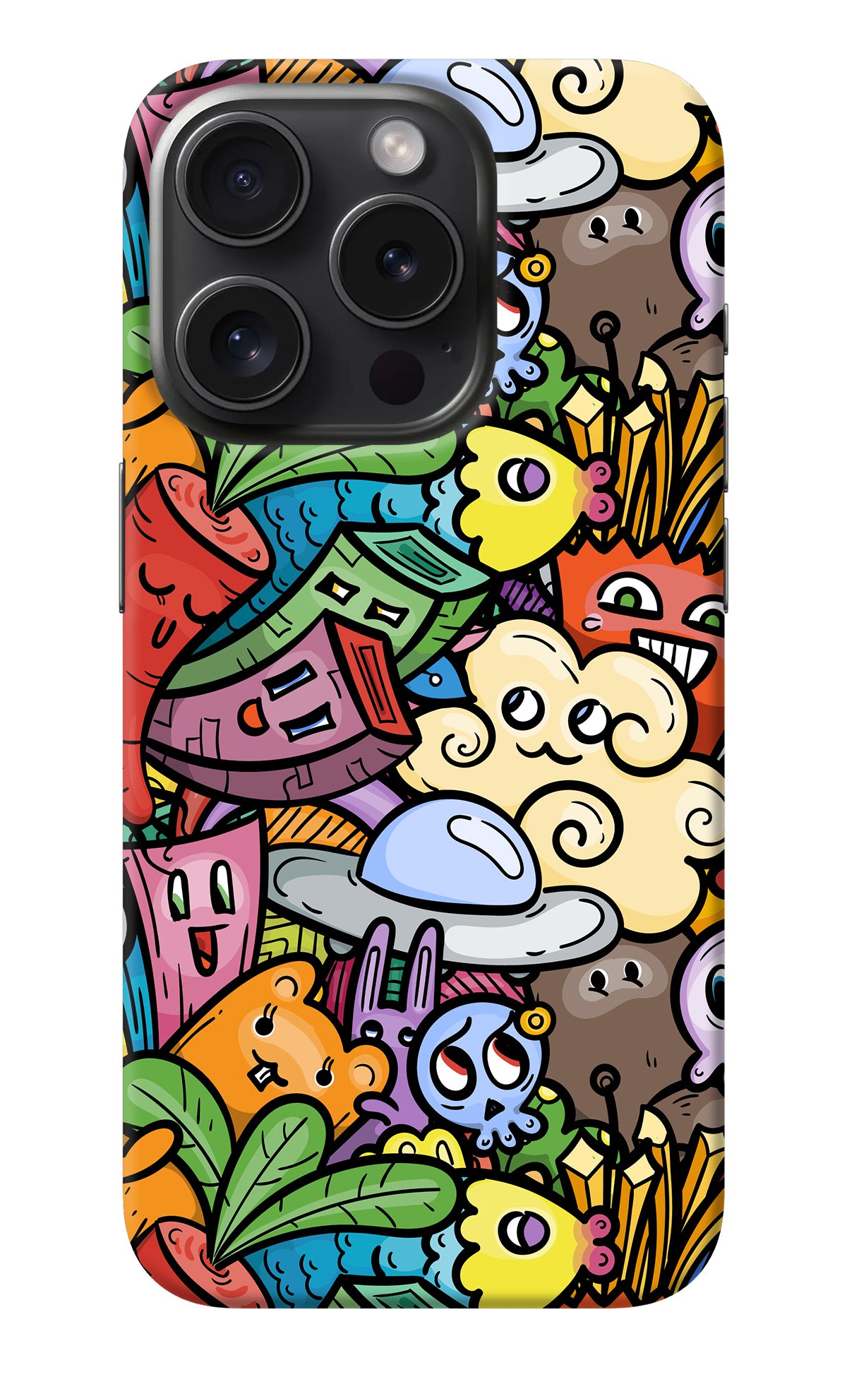 Veggie Doodle iPhone 15 Pro Back Cover