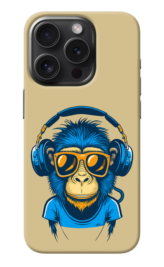 Monkey Headphone iPhone 15 Pro Back Cover