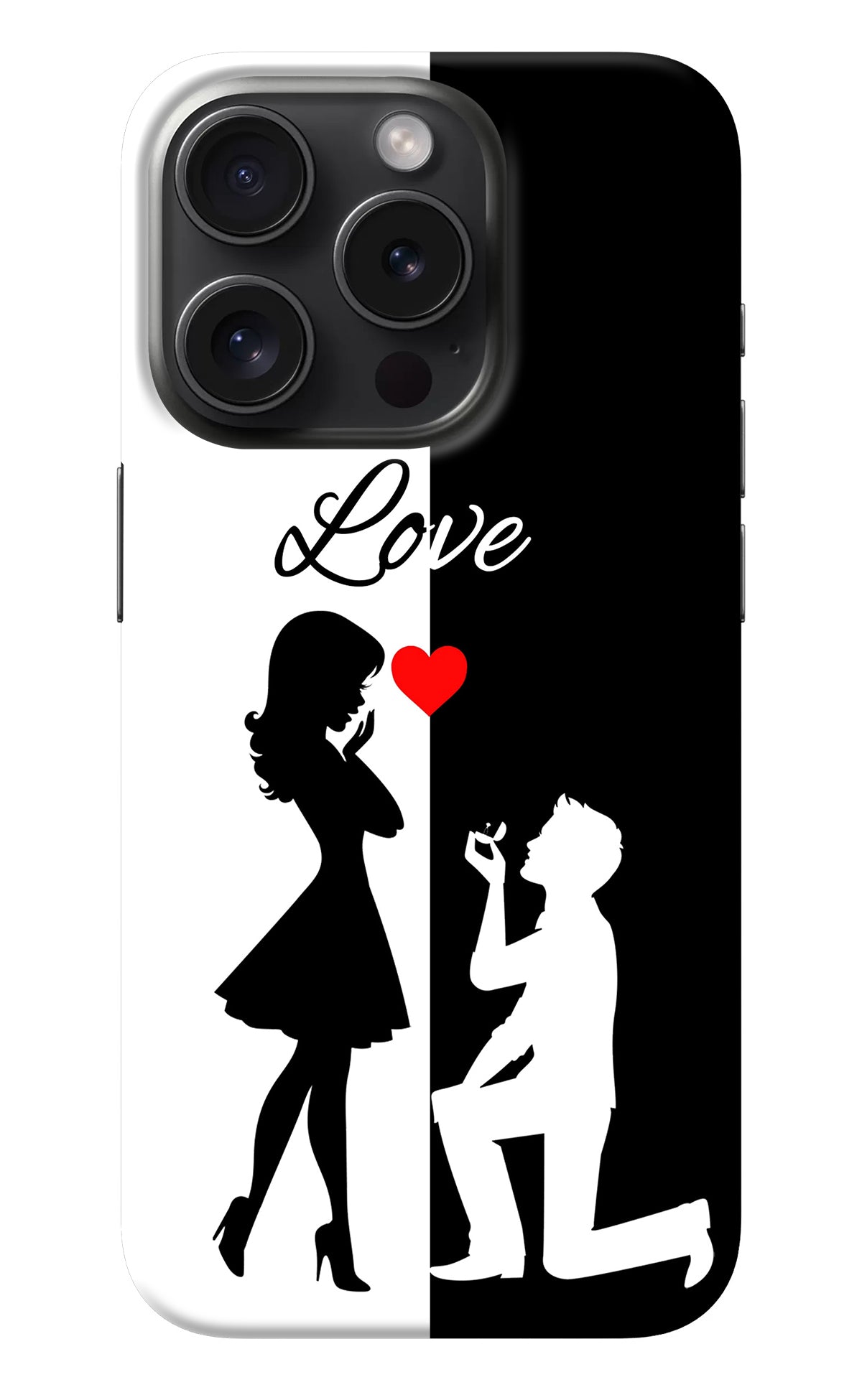 Love Propose Black And White iPhone 15 Pro Max Back Cover