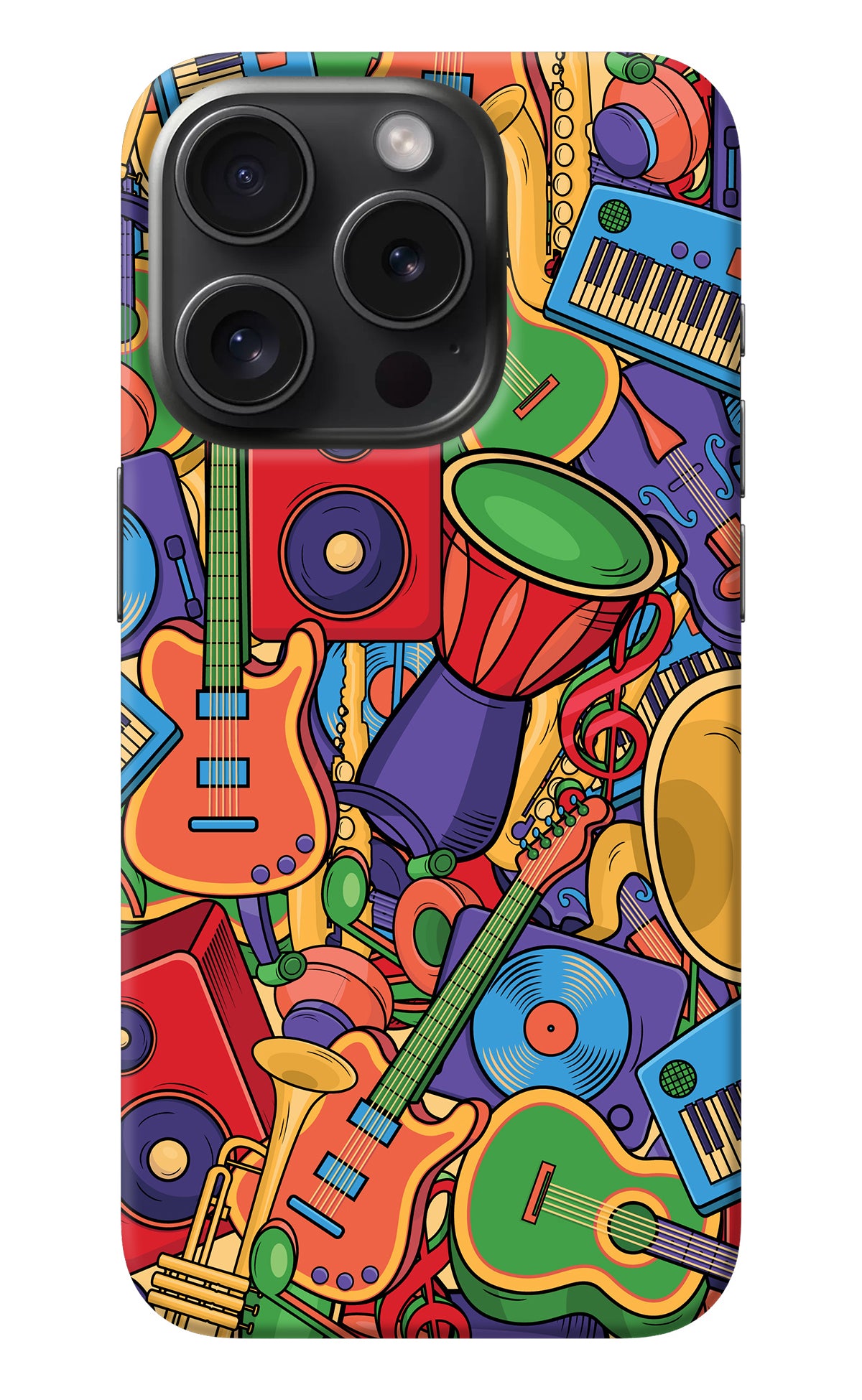 Music Instrument Doodle iPhone 15 Pro Max Back Cover