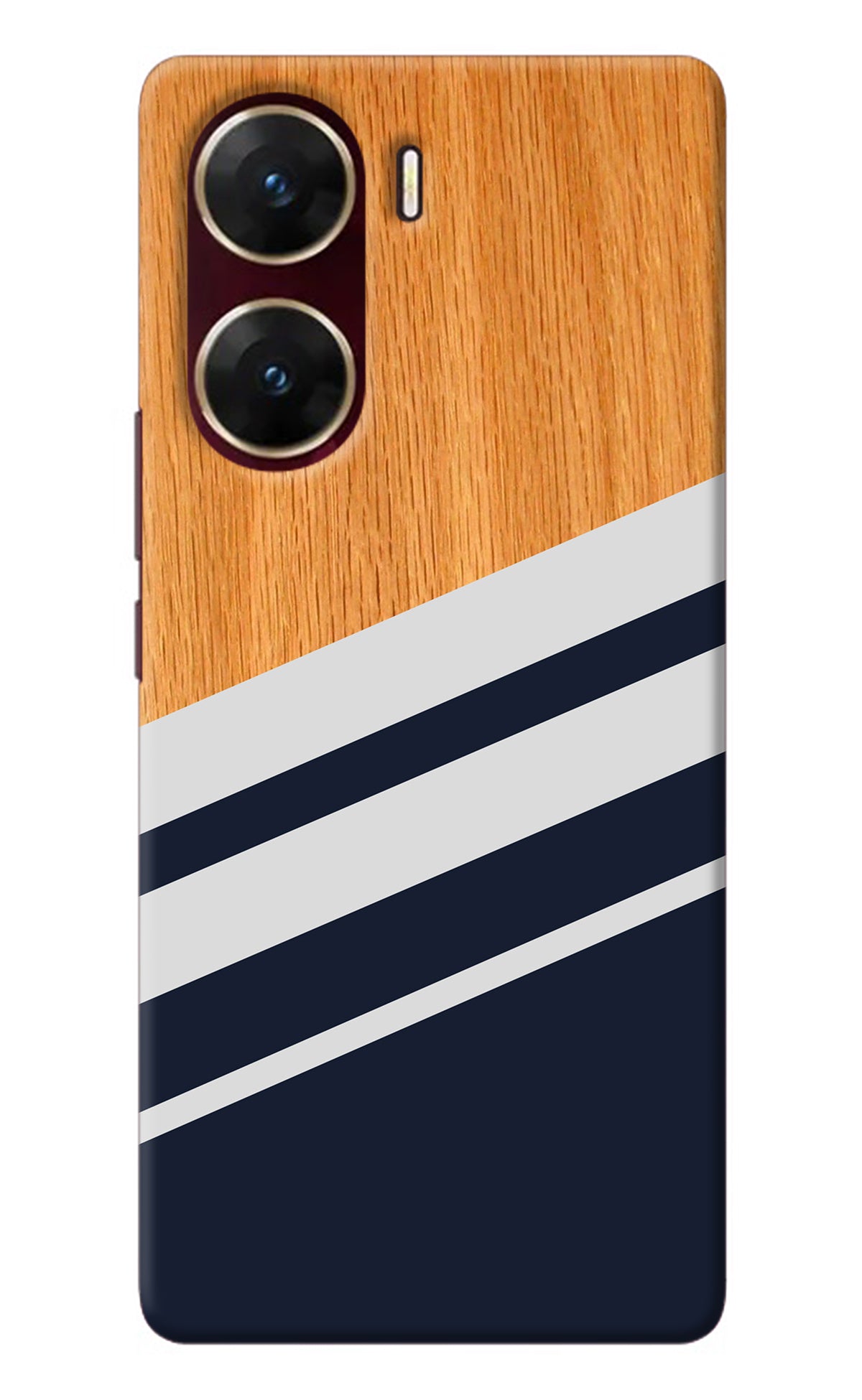 Blue and white wooden Vivo V29E Back Cover