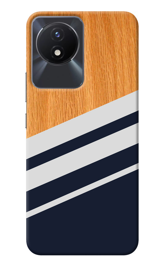 Blue and white wooden Vivo Y02/Y02T Back Cover