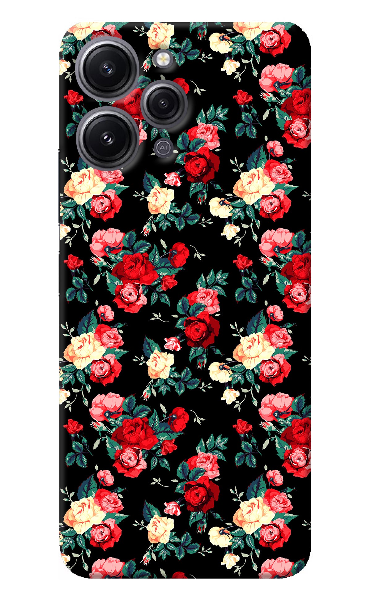 Rose Pattern Redmi 12 4G Back Cover